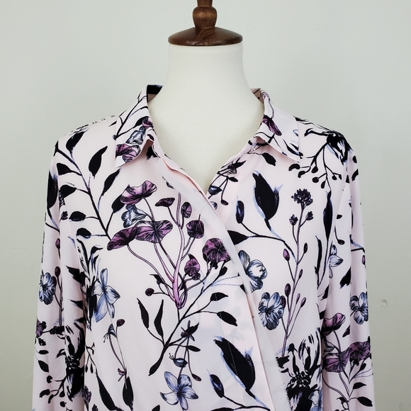 NWT Ivanka Trump Floral Wrap Front Blouse - Picture 2 of 16